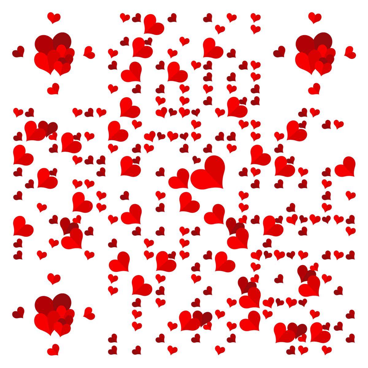 情人节说爱你红色折纸爱心热气球二维码生成器-平面静态-无背景码