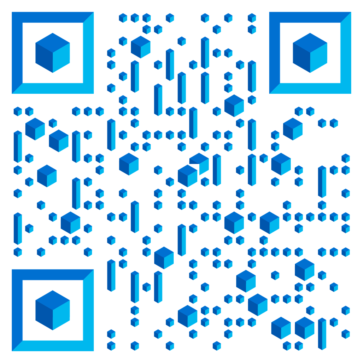 3D立体等距蓝色几何空间二维码生成器-平面静态-无背景码