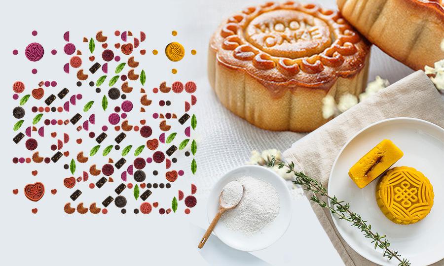 中秋吃月饼五仁夹心蛋黄水果二维码生成器-平面静态-公众号图