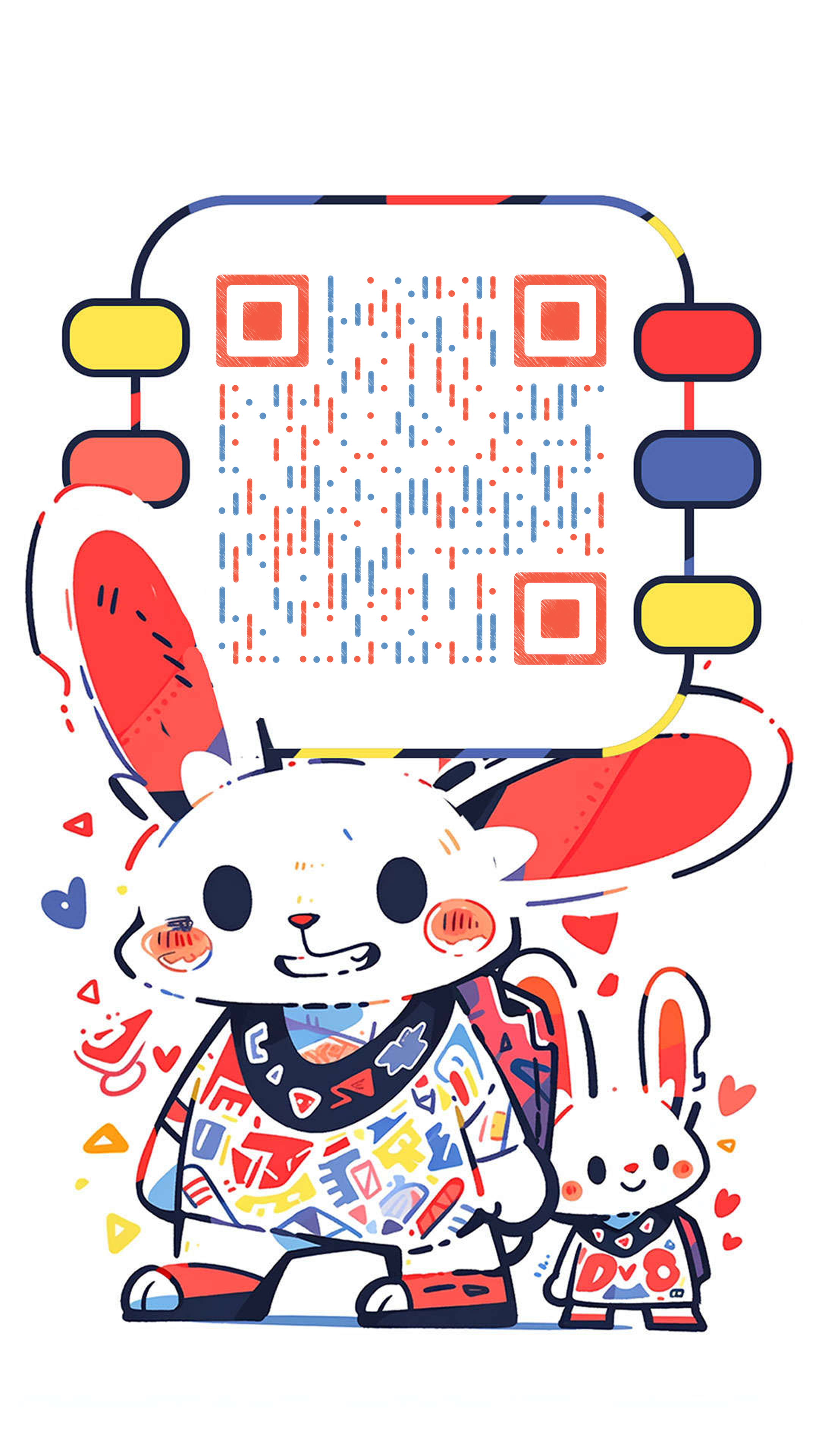 可爱酷拽涂鸦兔兔创意简约艺术二维码生成器-平面静态-手机海报