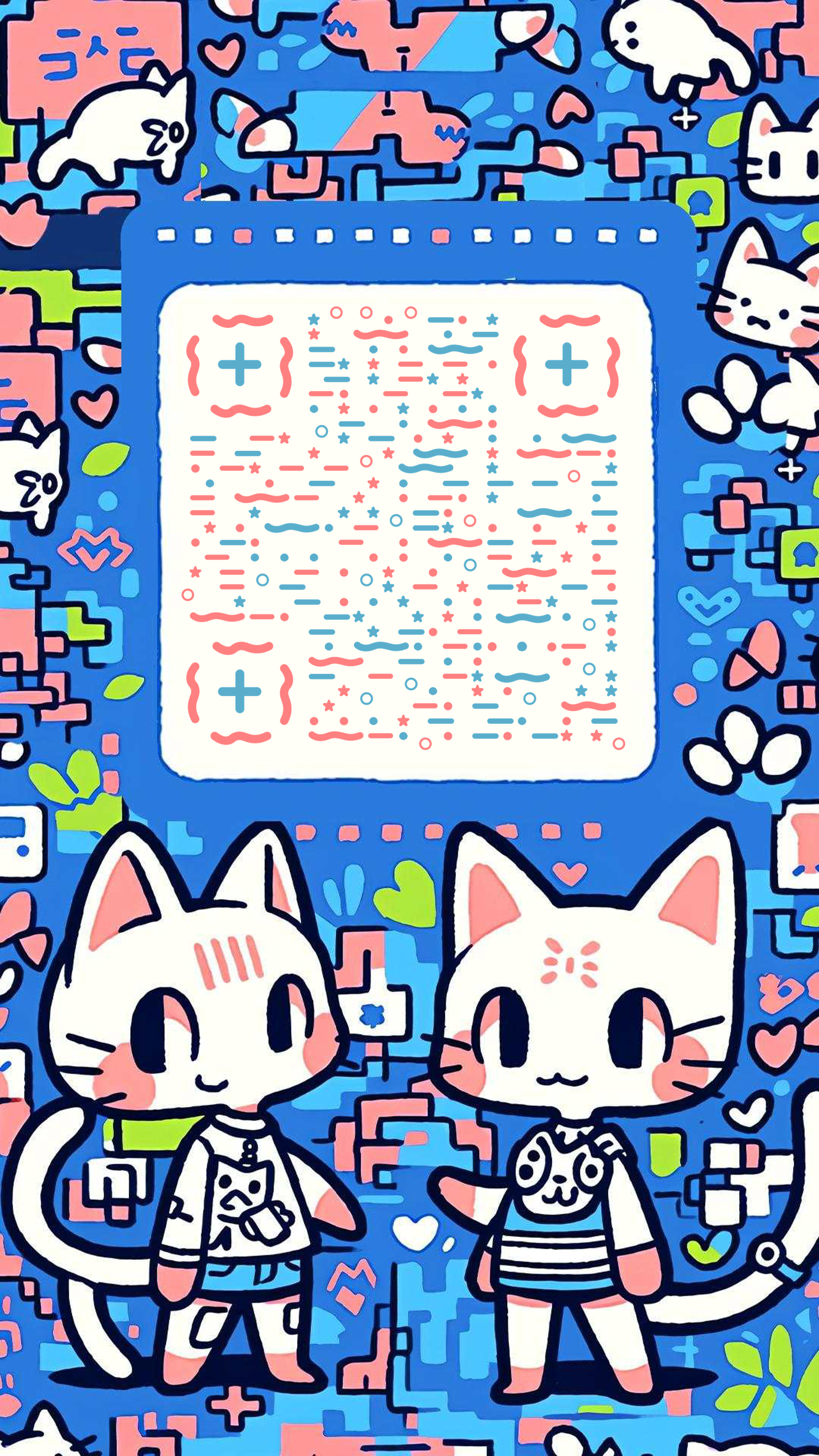 猫咪涂鸦可爱猫咪创意简约猫咪艺术涂鸦二维码生成器-平面静态-手机海报