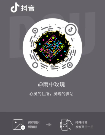 抖音社交名片灰色背景雨中玫瑰五彩丝带艺术二维码二维码生成器-平面静态-微信名片