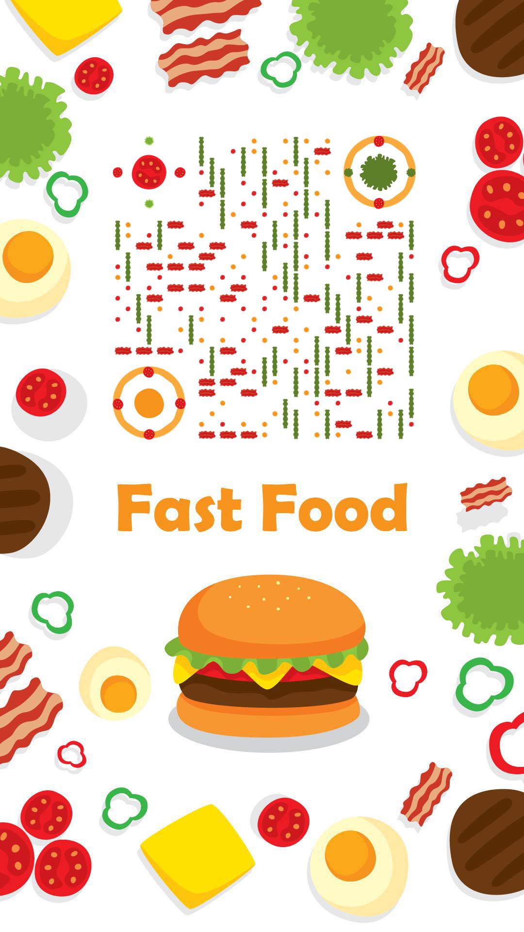蔬菜培根汉堡快餐美食二维码生成器-平面静态-手机海报