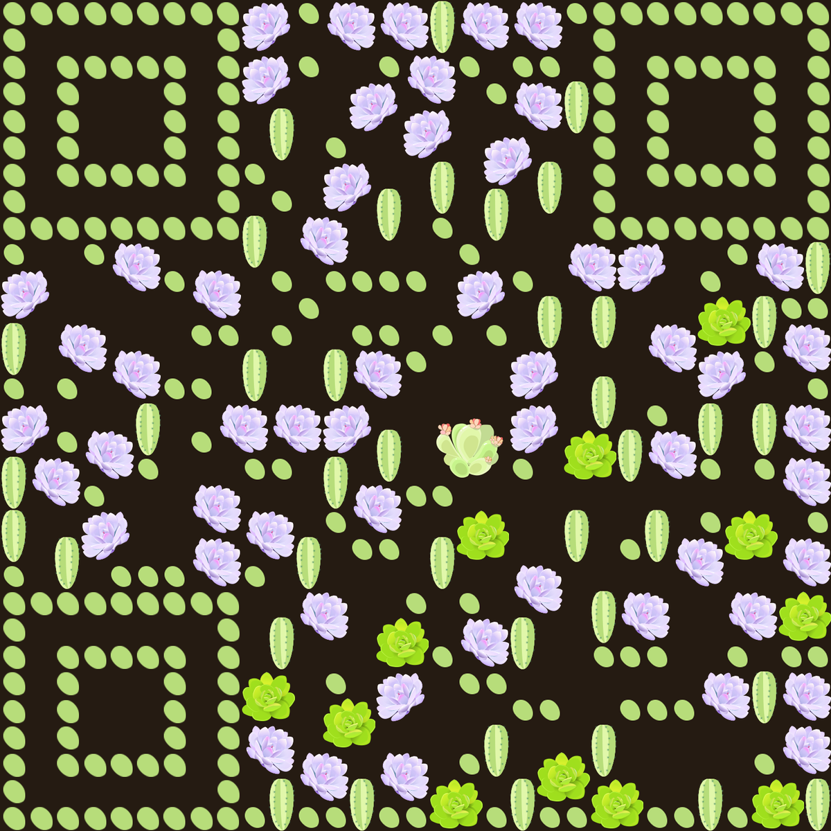 多肉植物花盆春天绿色清新二维码生成器-平面静态-无背景码