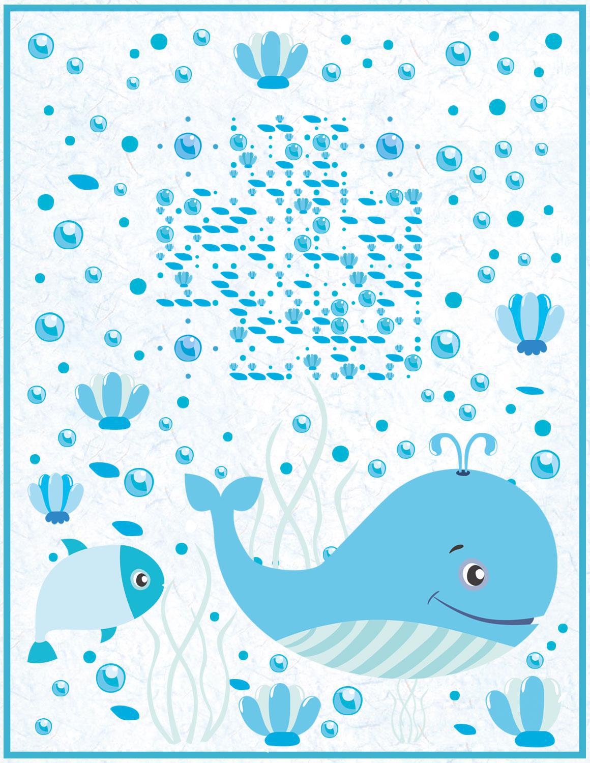 遇见海底世界海豚蓝色卡通二维码生成器-平面静态-微信名片
