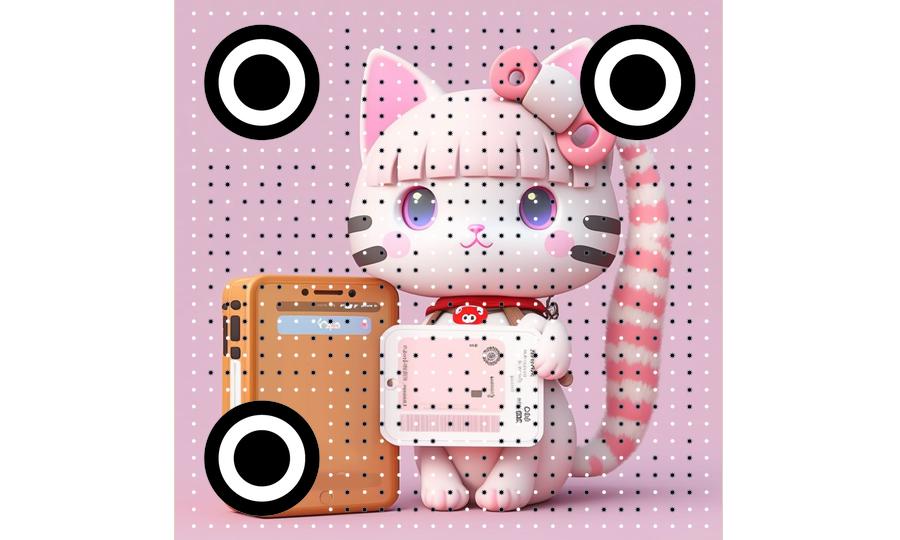 可爱粉色猫形少女DIY背景扫码加好友求关注二维码生成器-平面静态-公众号图