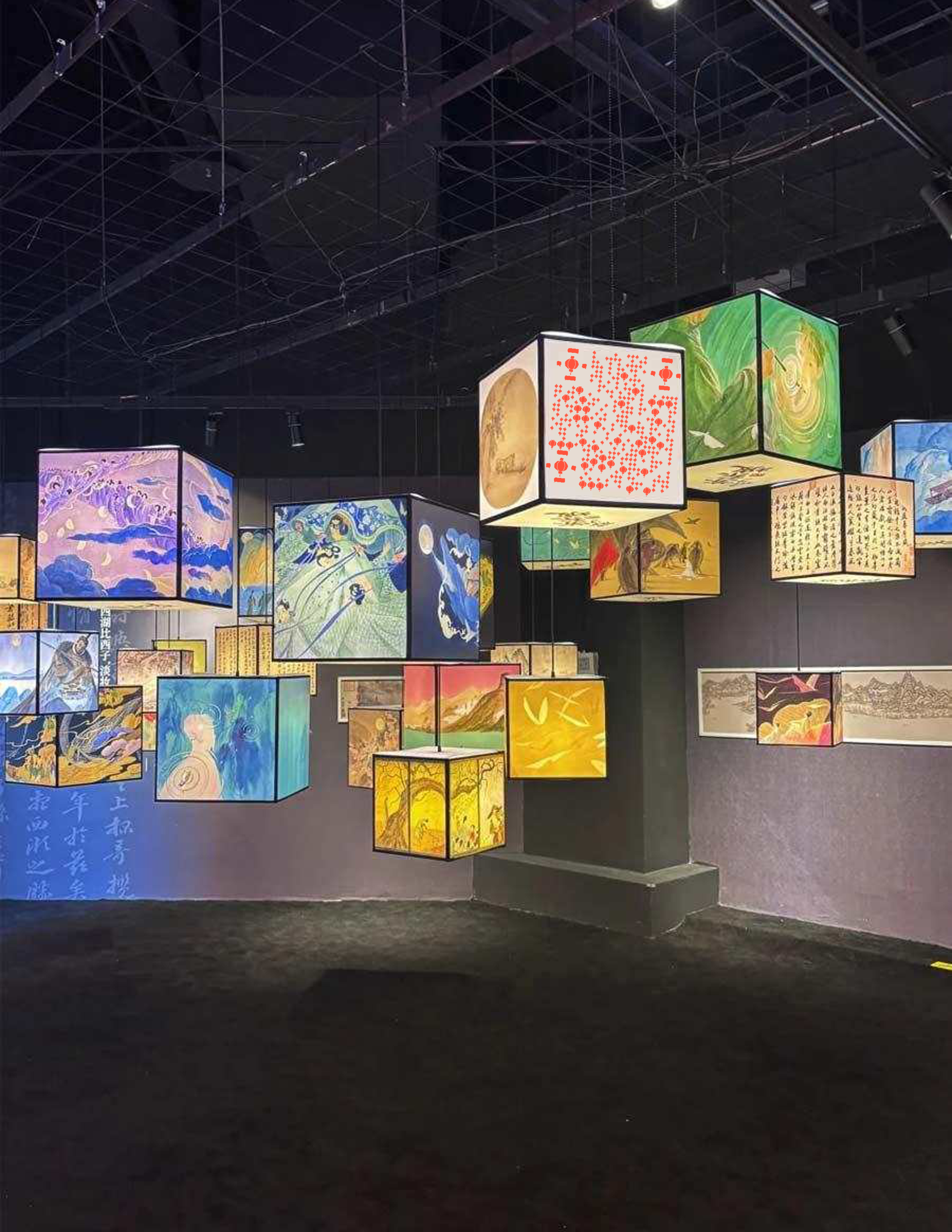 作品封面艺术画展红色灯笼个性二维码二维码生成器-平面静态-微信名片