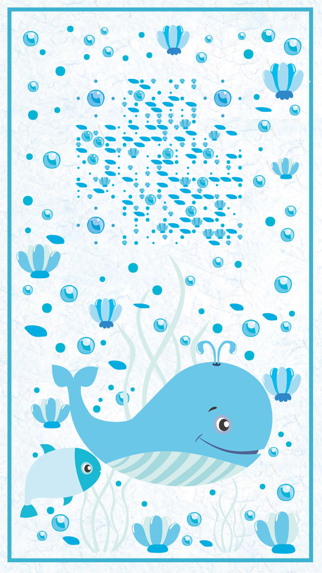 遇见海底世界海豚蓝色卡通二维码生成器-平面静态-手机壁纸