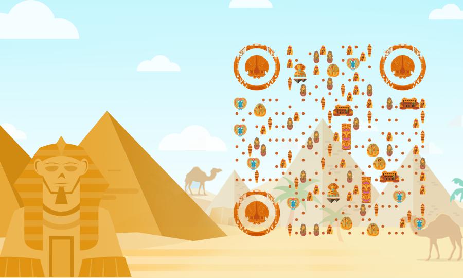 金字塔法老埃及特色旅行二维码-公众号图-平面静态