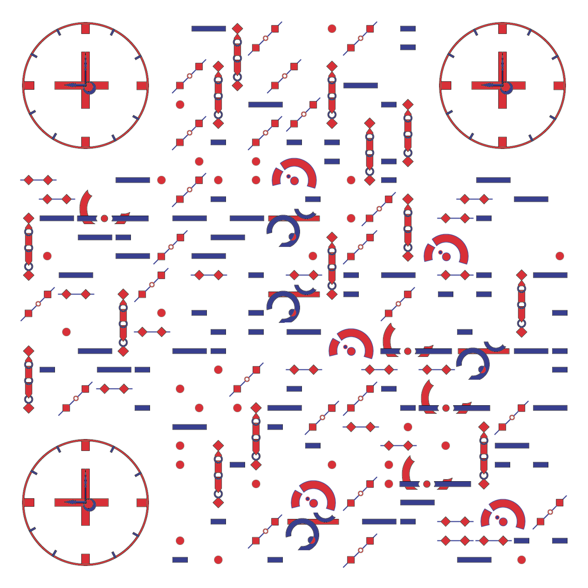 红蓝几何细线极简时尚二维码生成器-平面静态-无背景码