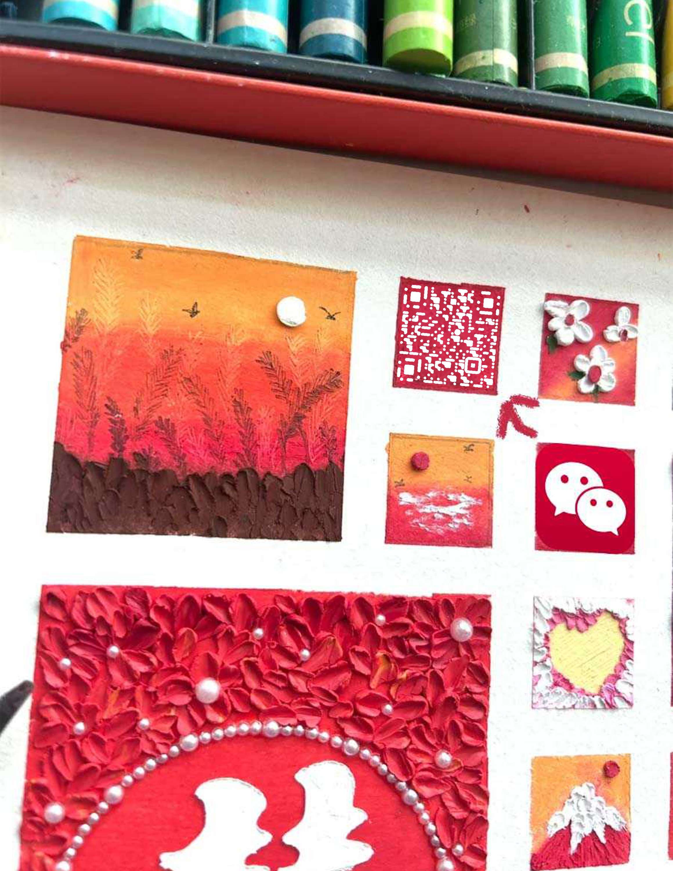 抖音封面作品封面油画棒画红色喜庆白色液化隐藏二维码二维码生成器-平面静态-微信名片