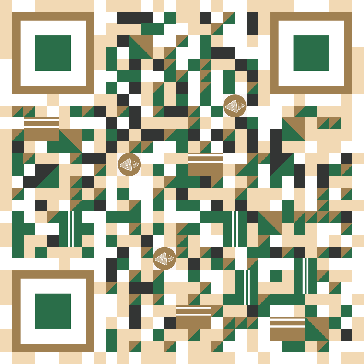 端午节绿金几何色块装饰贴画二维码生成器-平面静态-无背景码