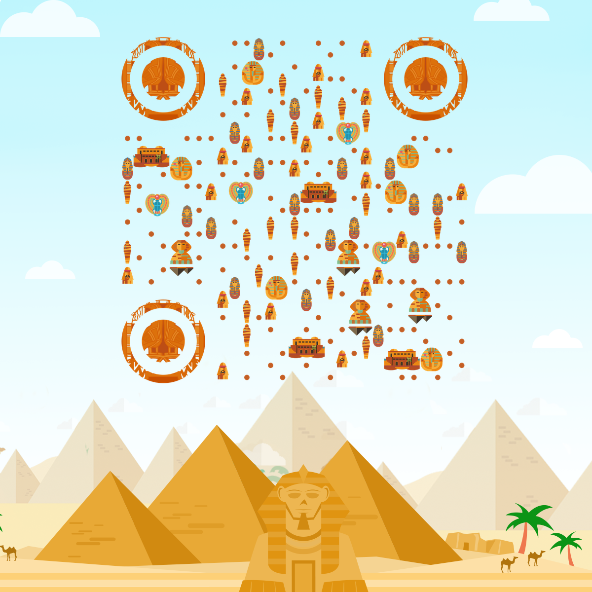 金字塔法老埃及特色旅行二维码-正方形码-平面静态
