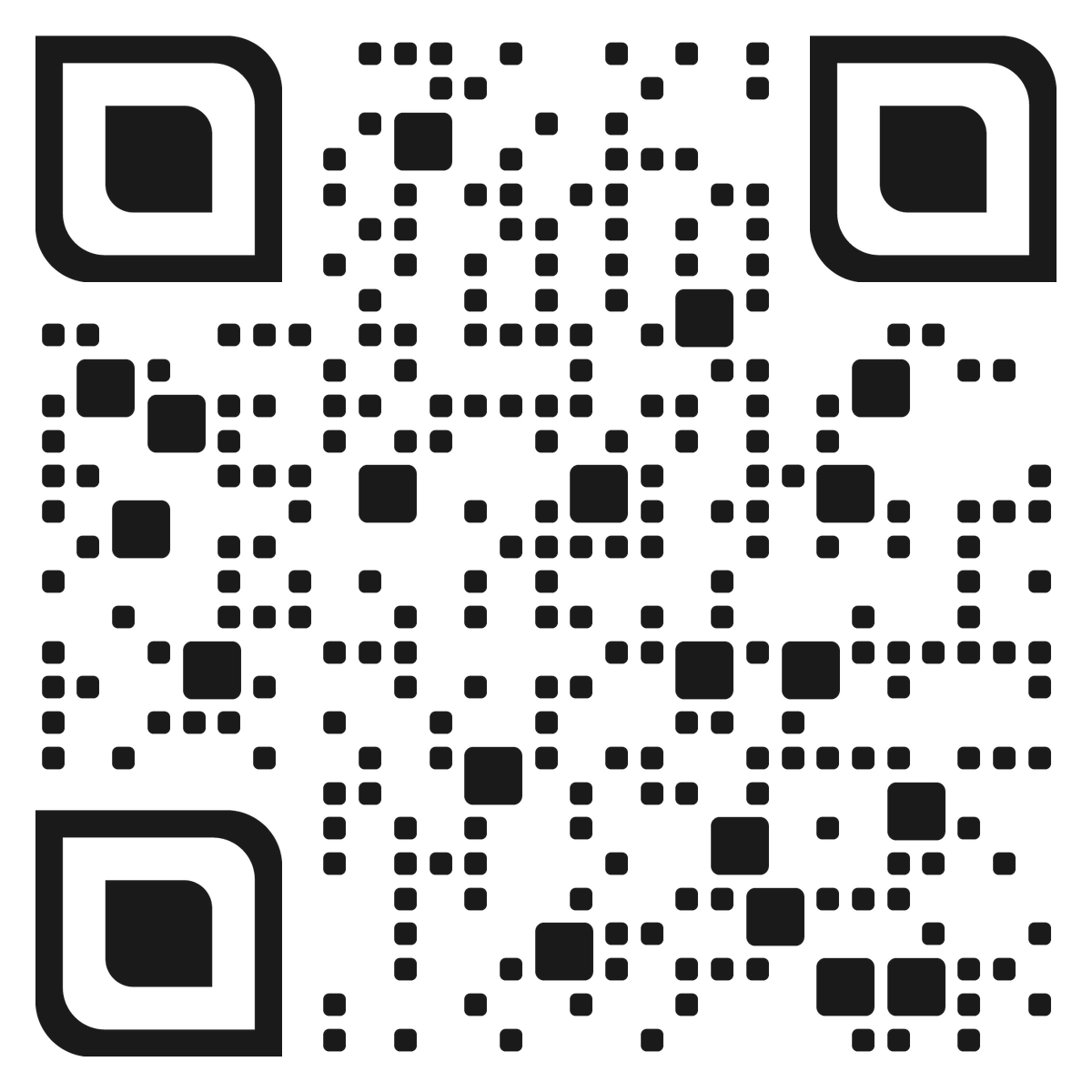 半圆角黑白基础几何圆角方形二维码生成器-平面静态-无背景码