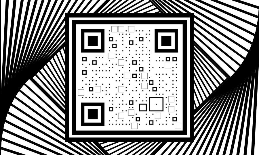 迷幻空间黑白抽象条纹线条艺术二维码生成器-平面静态-公众号图